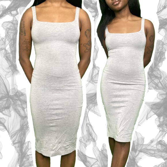 Grey Midi Bodycon Dress - Picture 3 of 3